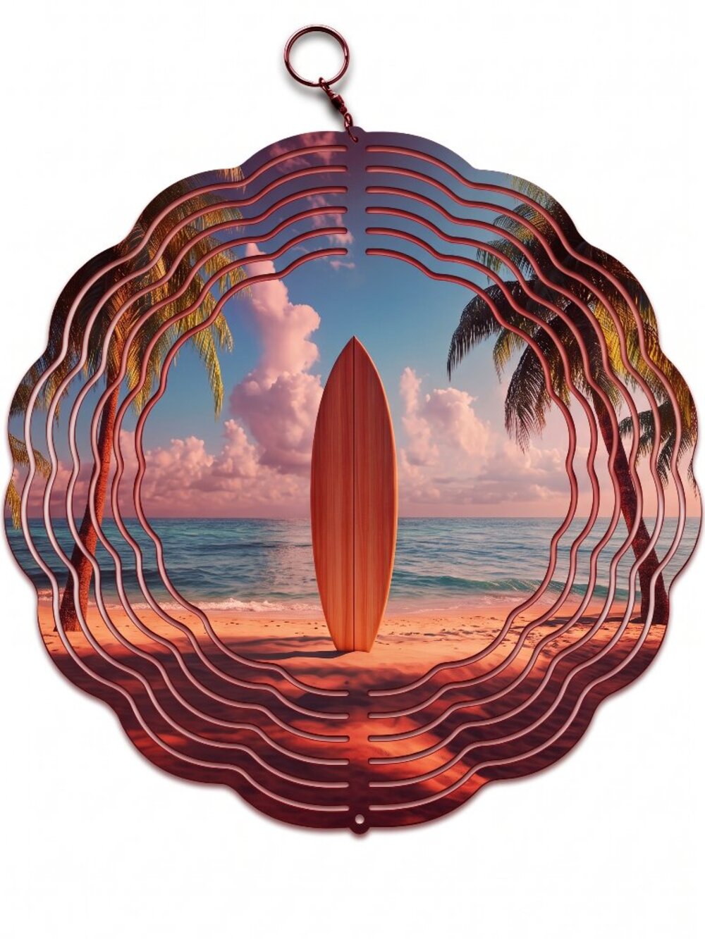 10" Sunset Surfboard Beach Kinetic Wind Spinner - Metal Hanging Yard Decor